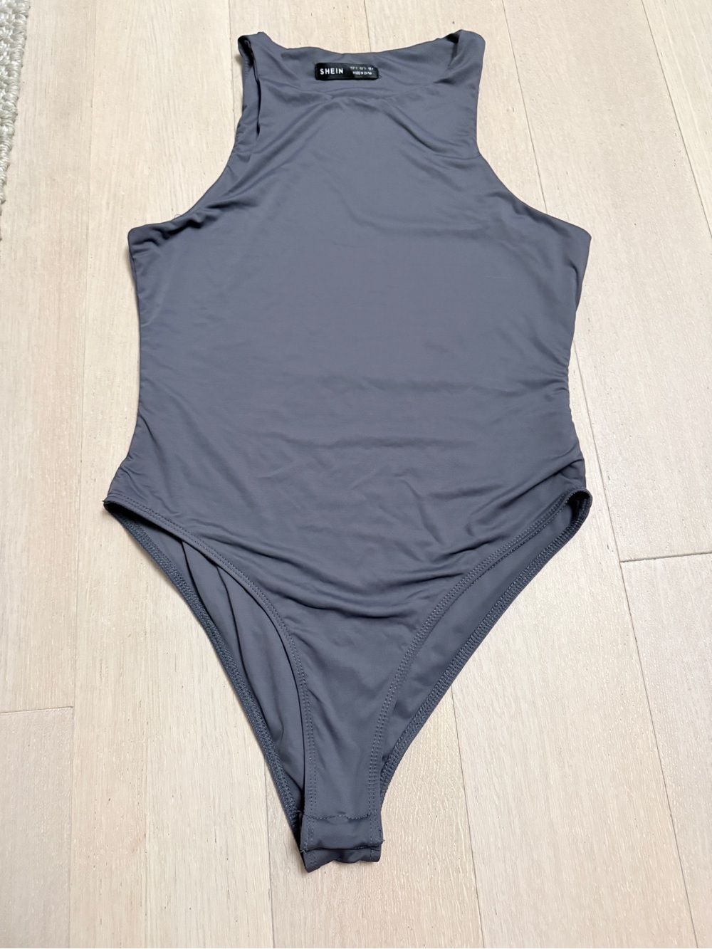 SHEIN Gray High Neck One-Piece Bodysuit